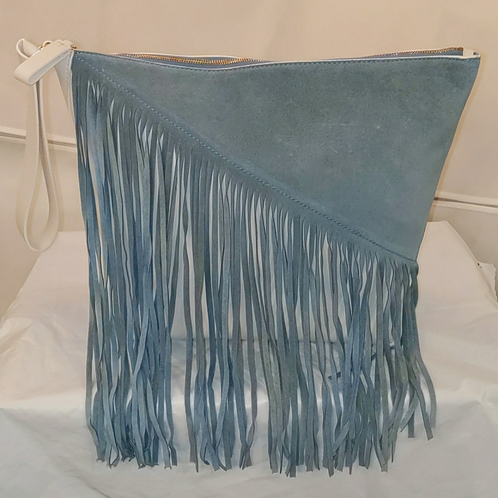Diane Von Fustenberg Blue Fringe Origami Wristlet